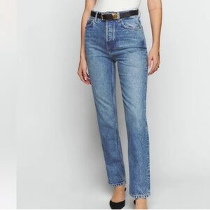 Reformation High-Rise Straight Jeans in Medium Blue